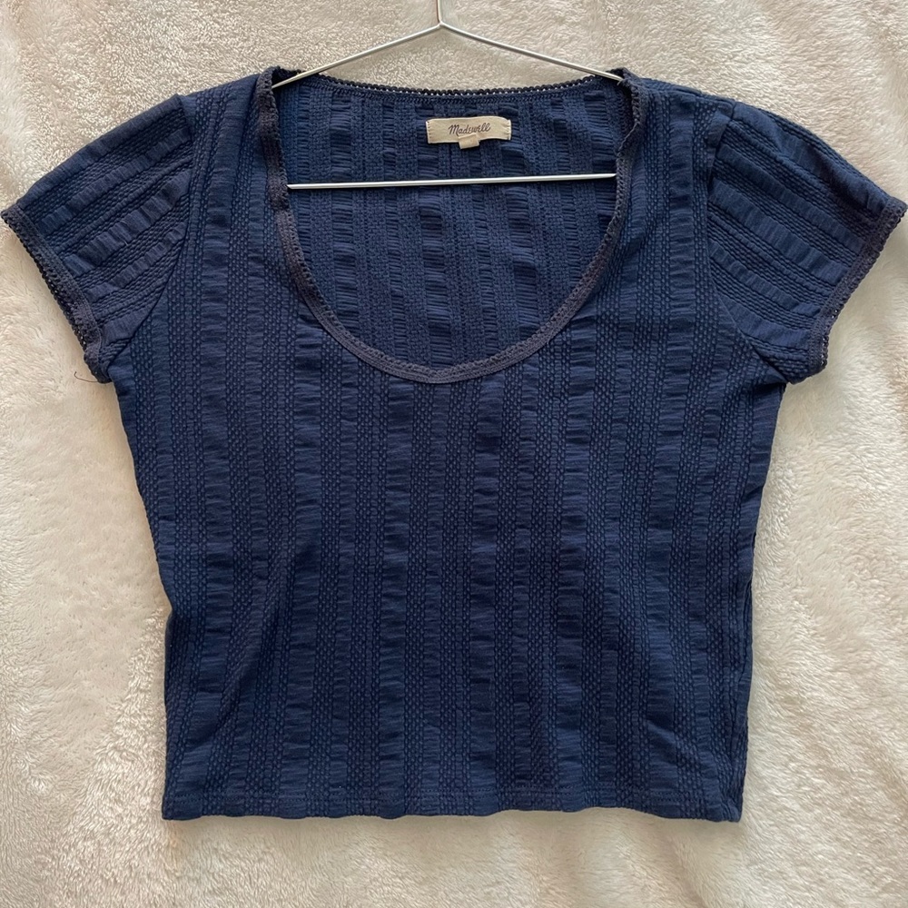 Madewell Navy Blue Textured Women's Crop